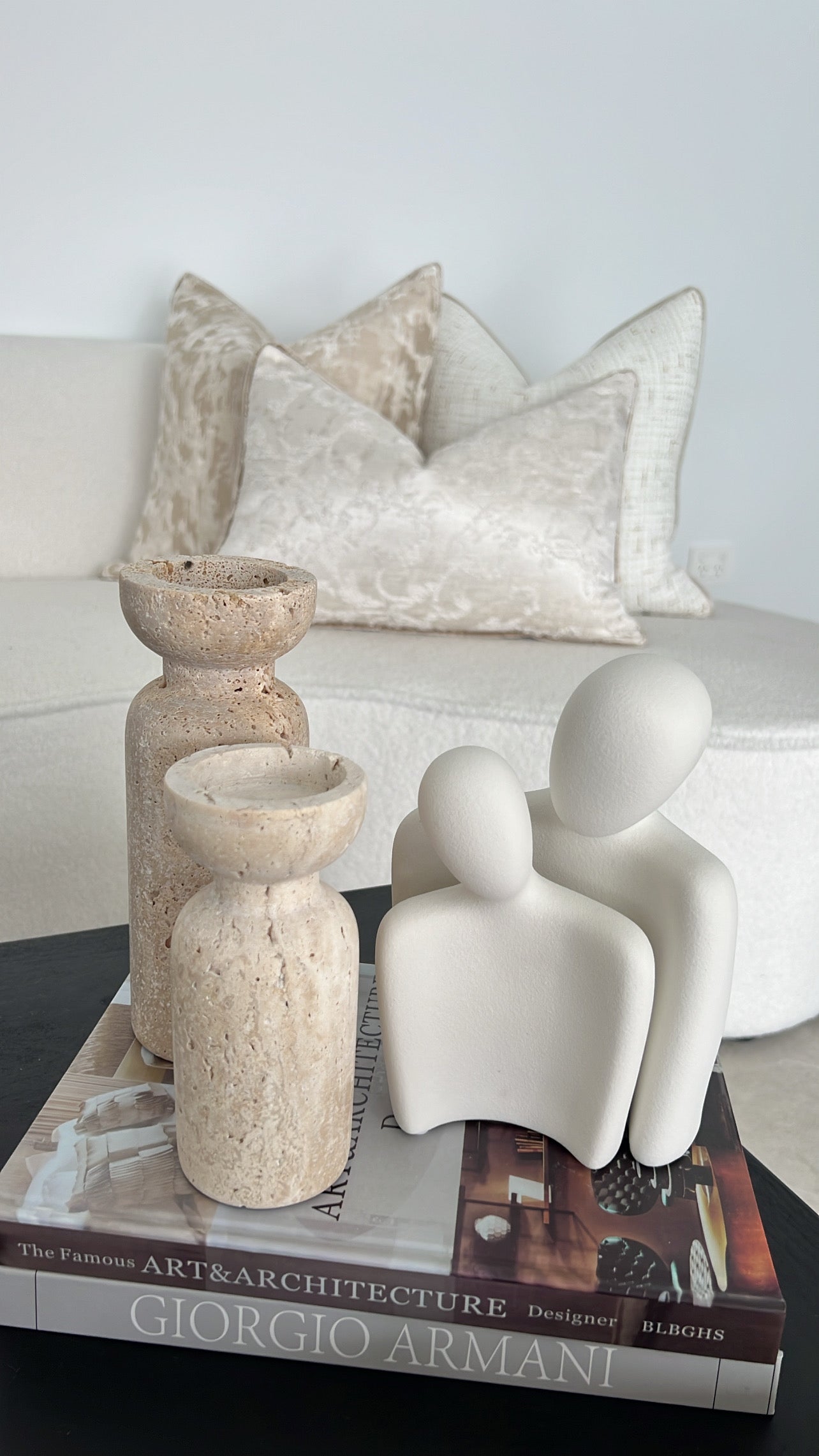 Travertine stone Candle Holder