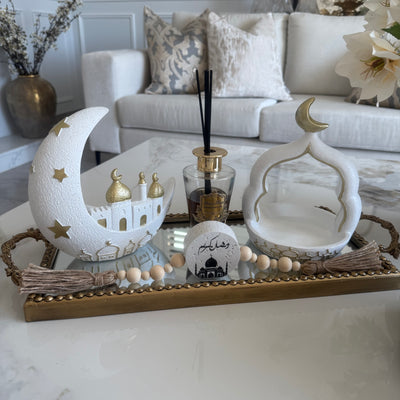 Ramadan gold and white tray ornament
