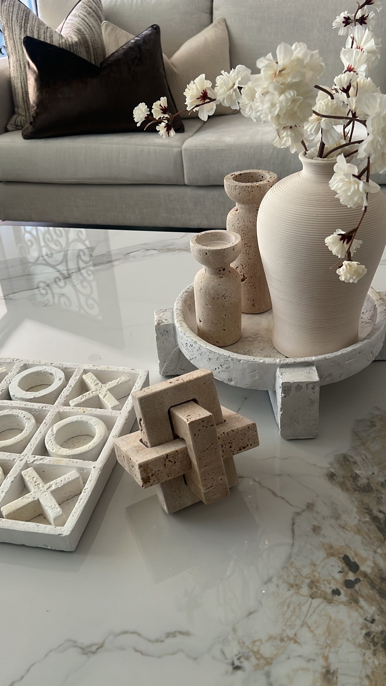Travertine Stone knot - Luscious Homewares
