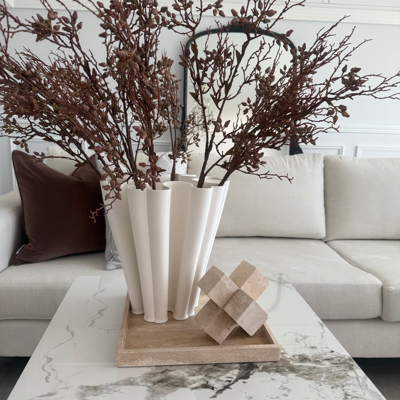 Travertine Stone square tray 30x30cm - Luscious Homewares