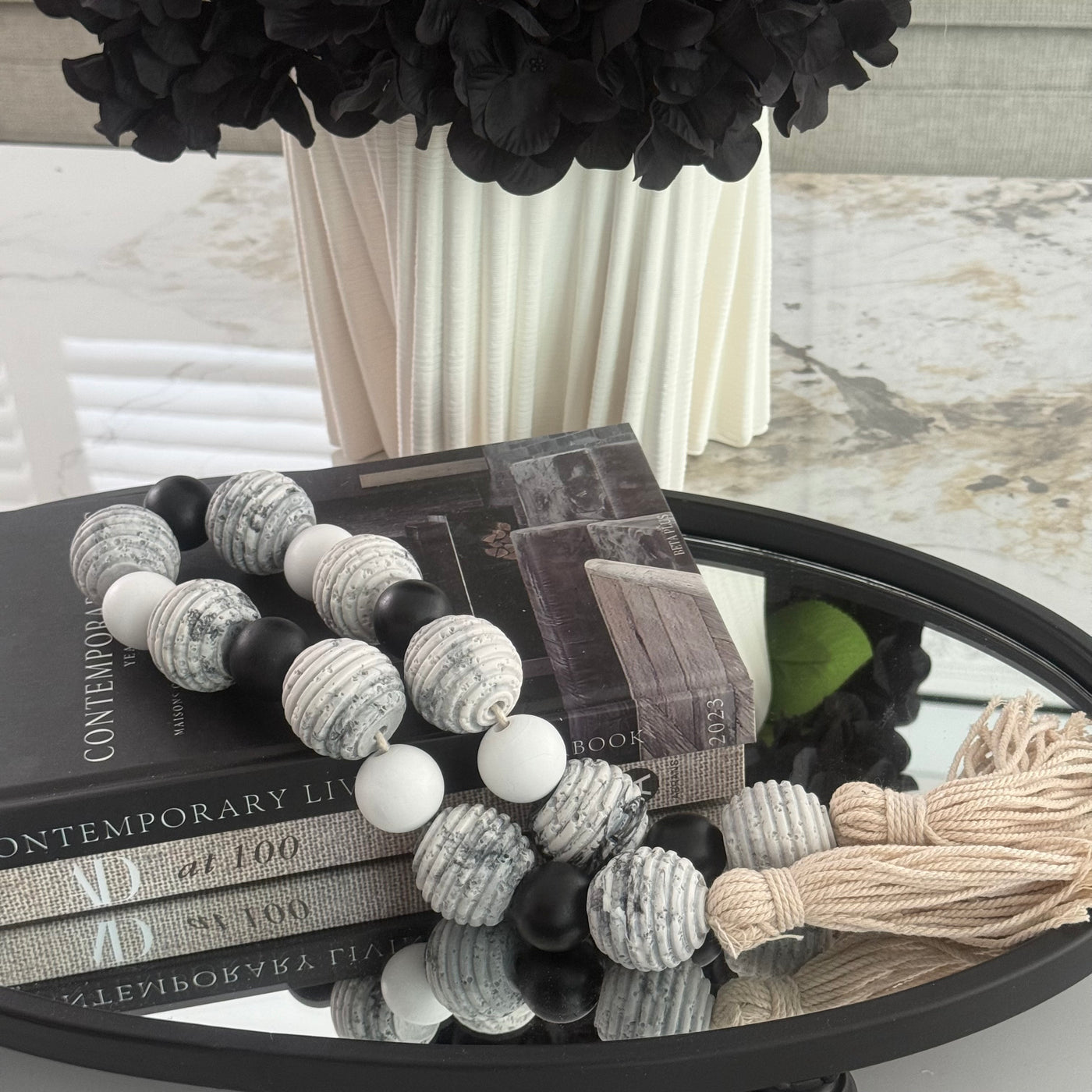 Marbled Stone decorative bead chain tassels - Luscious Homewares