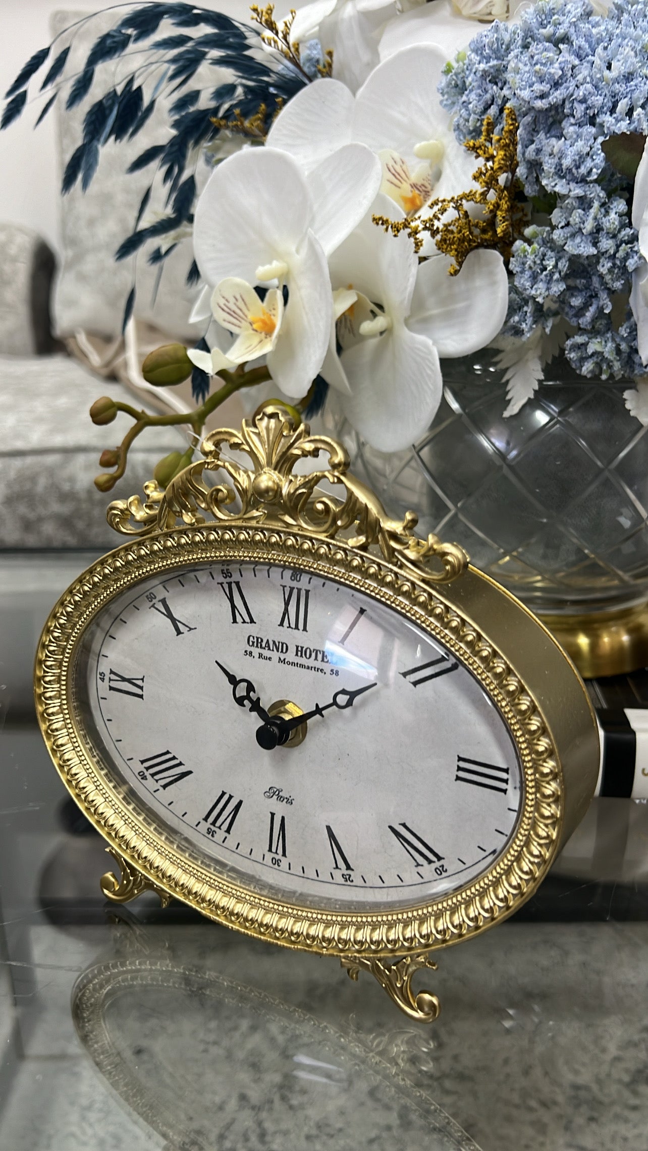 Bell gold clock oval - Luscious Homewares