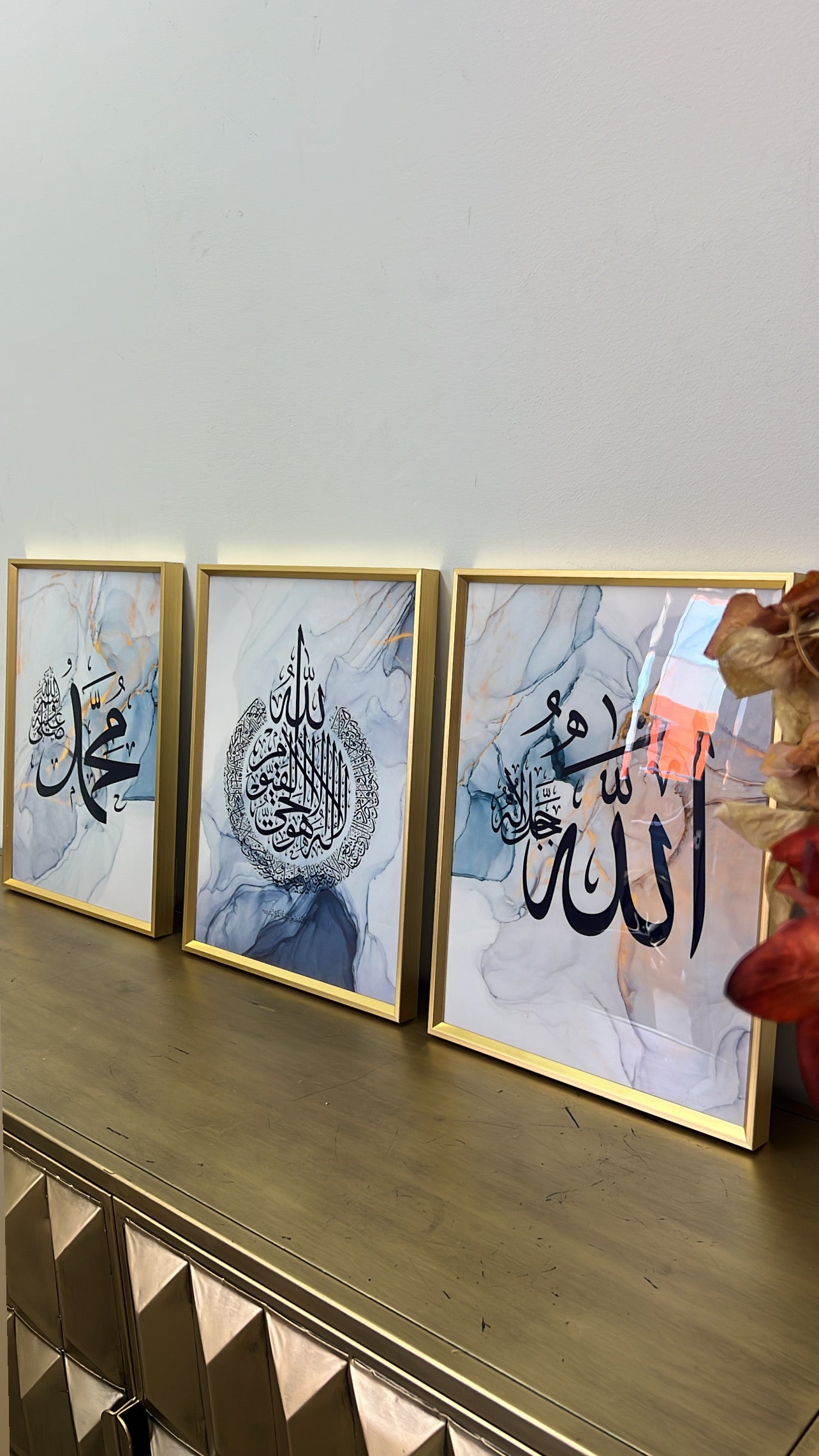 3 piece set calligraphy gold wall frame