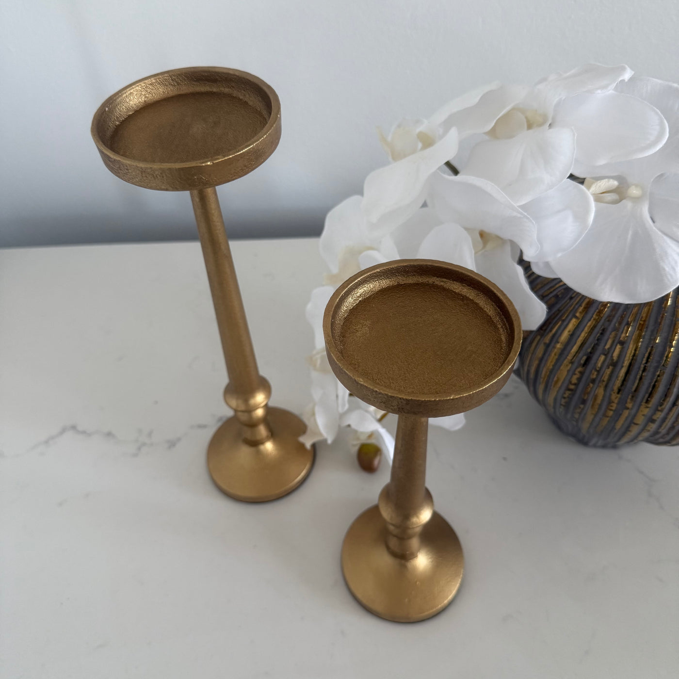 Gold candle holder set of 2 - Luscious Homewares