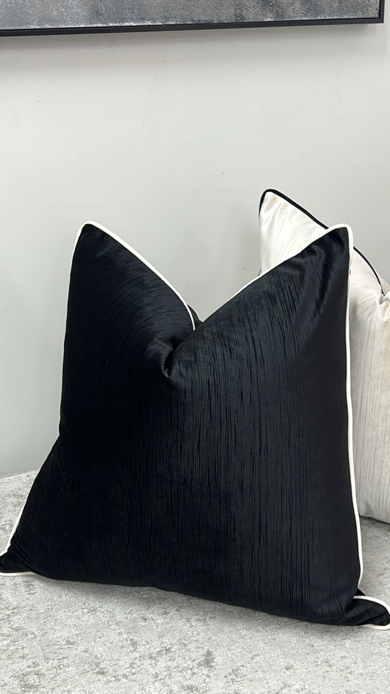 Olivia black cushion 55x55 - Luscious Homewares