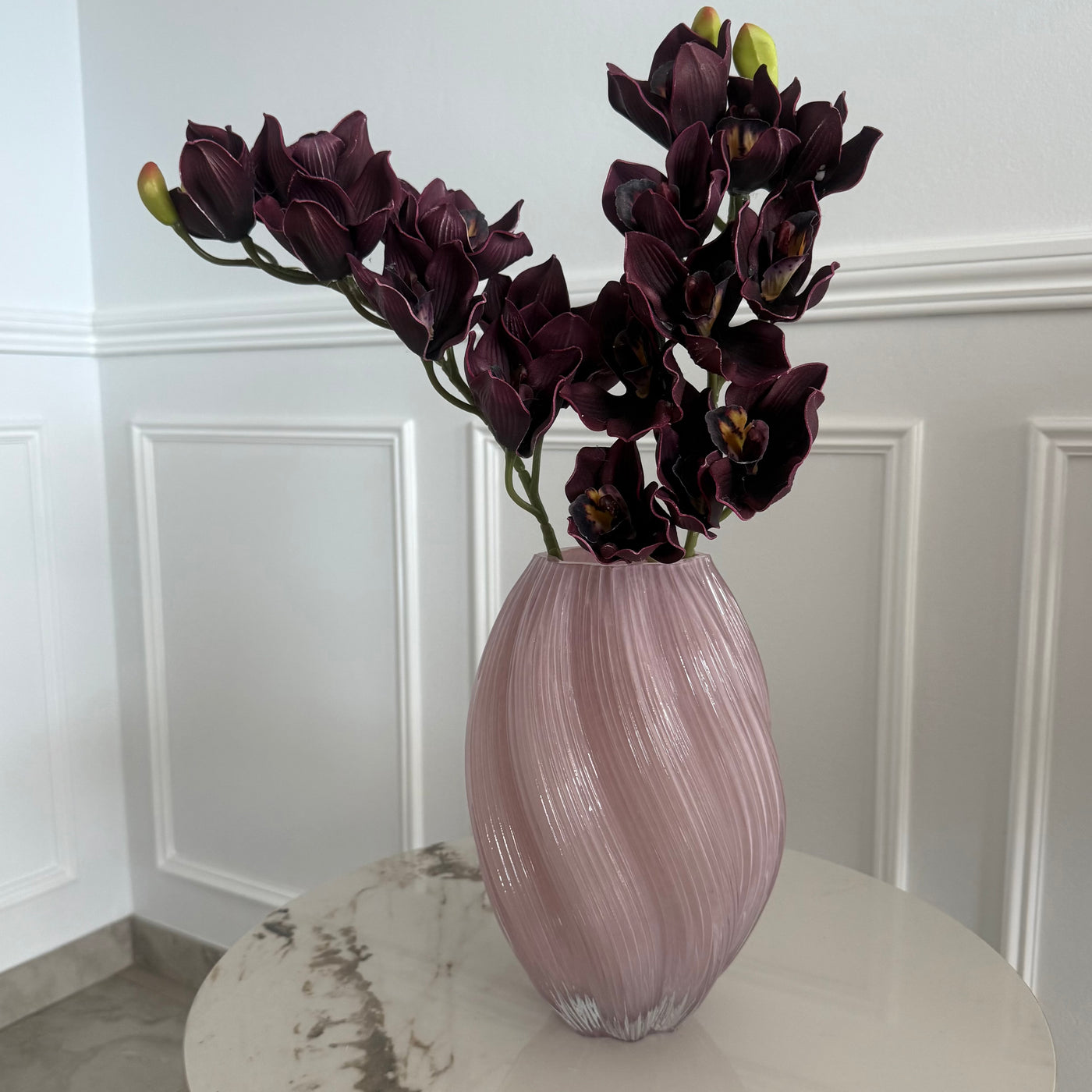 Julie swirl pink Glass vase - Luscious Homewares