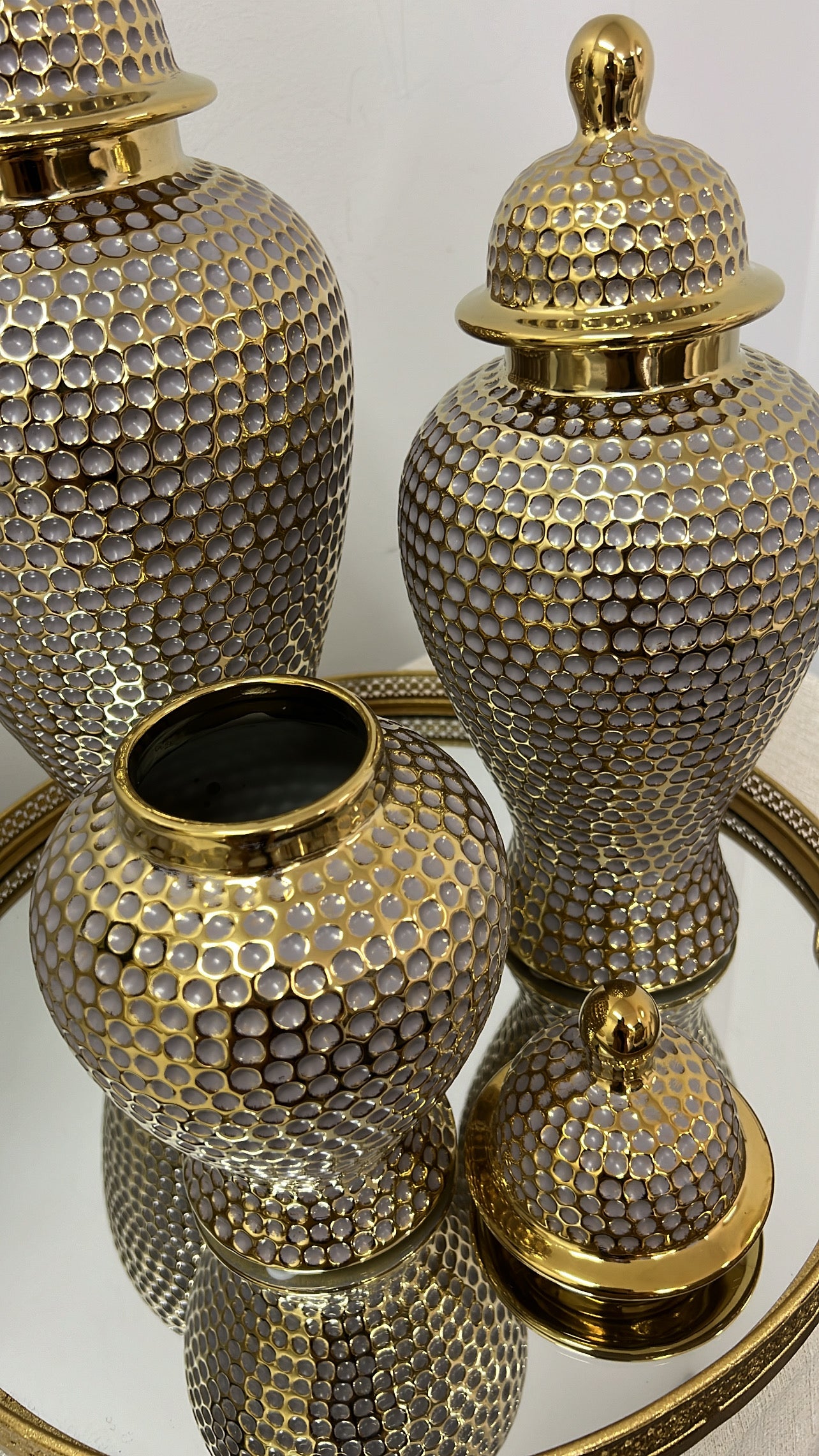 Pablo gold pewter ginger jars