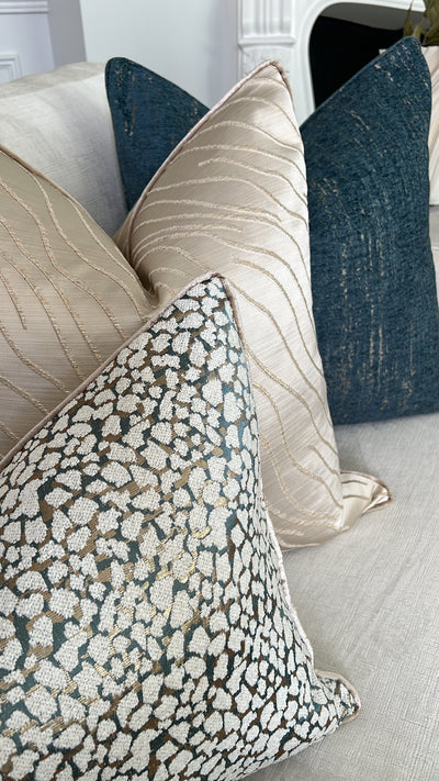 Allure teal & nude Cushion - Luscious Homewares