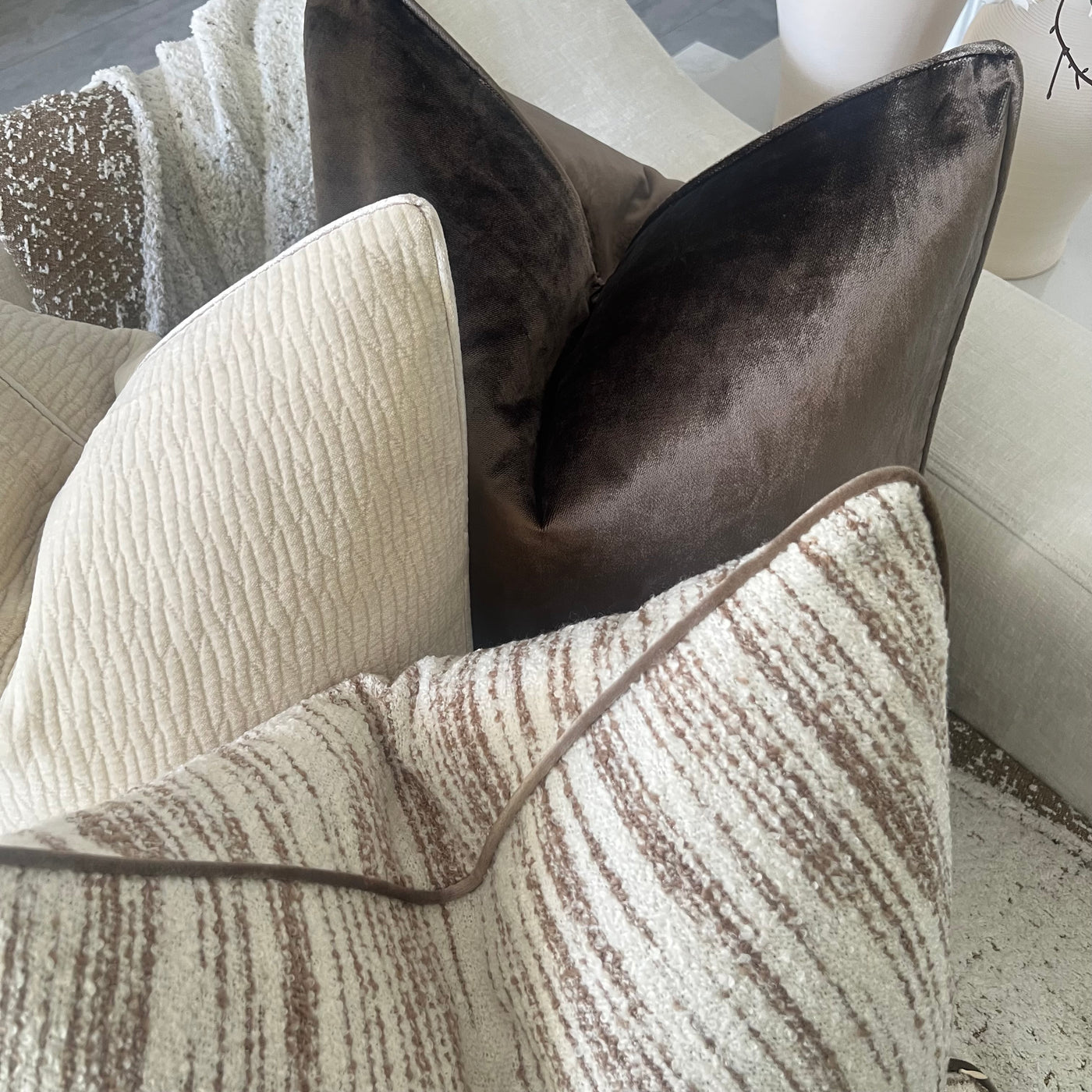 Nutmeg boucle cushion - Luscious Homewares