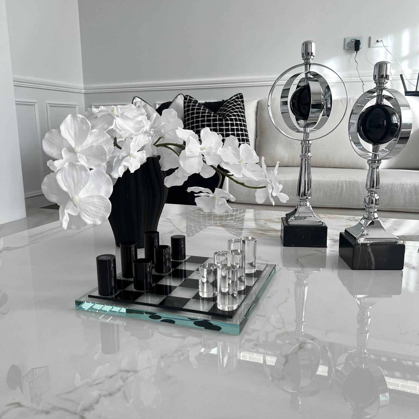 Chess black crystal and crystal - Luscious Homewares