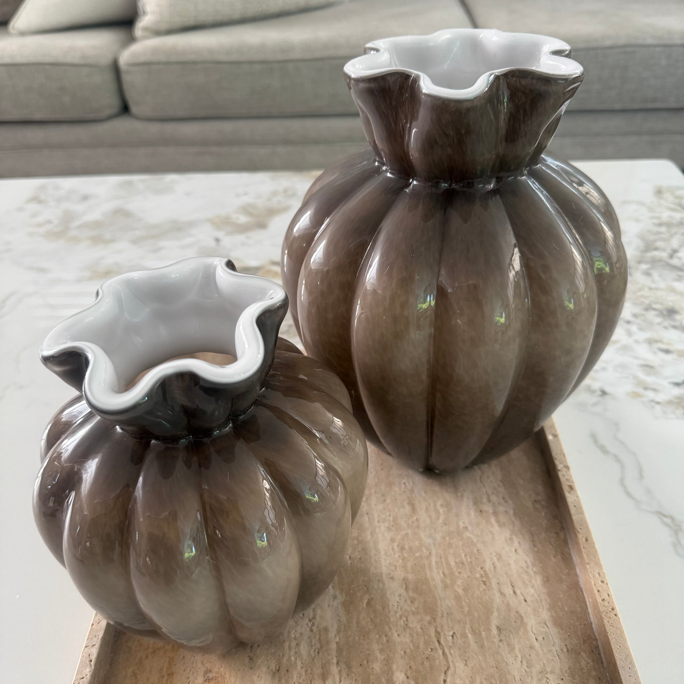 Fontana smoked taupe Glass vase - Luscious Homewares