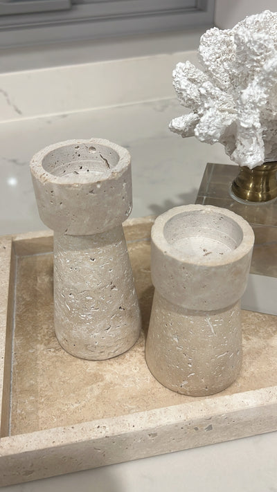 Petite Travertine stone Candle Holder - Luscious Homewares