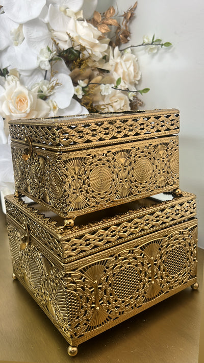 Vintage brass square decorative box - Luscious Homewares