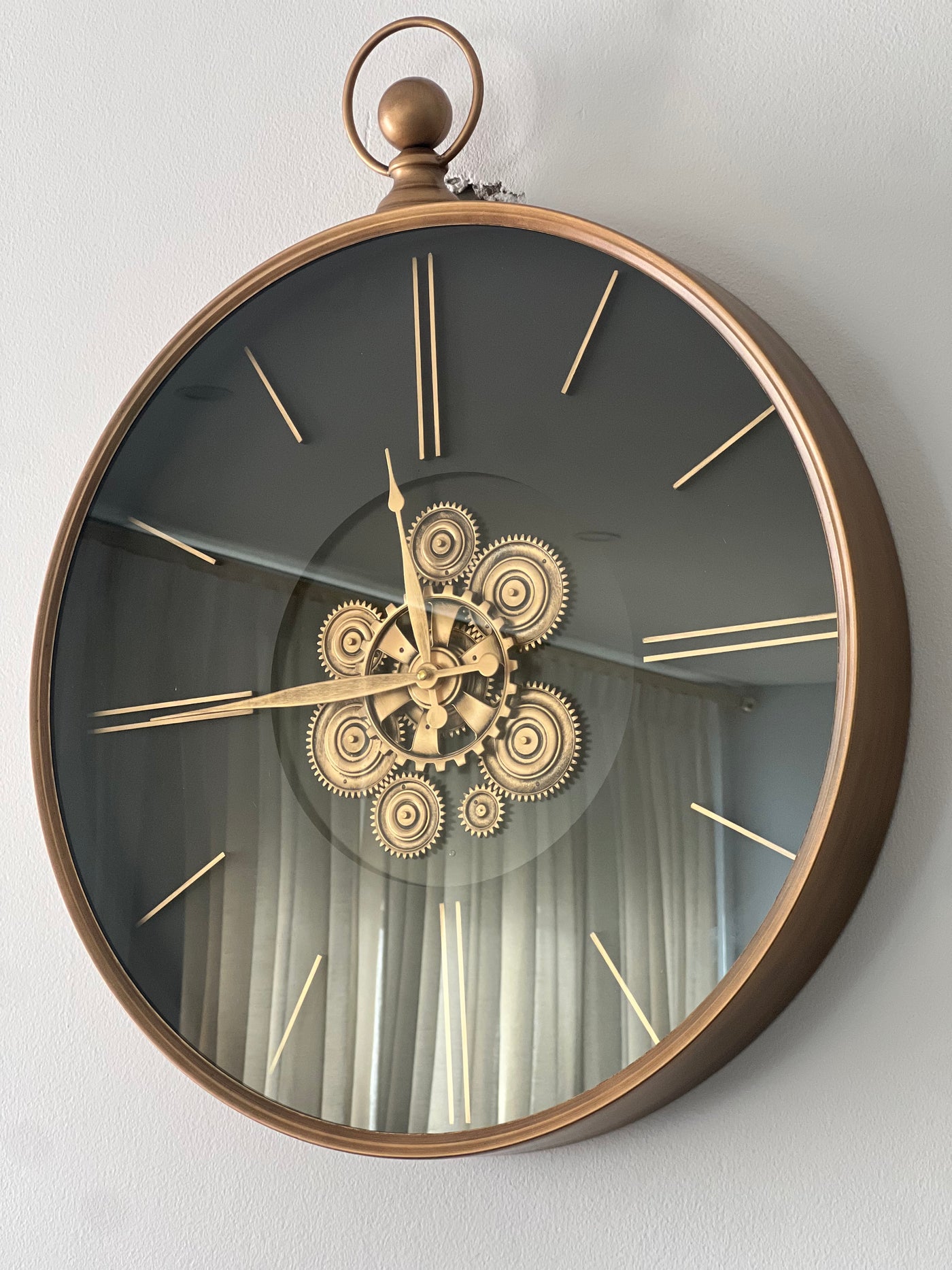 Industrial round wall clock with exposed gears 60 cm - Luscious Homewares