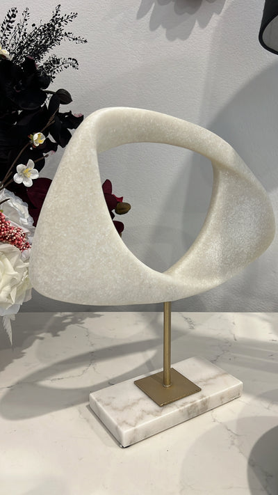Quartz sculpture brass rod marble stand - Luscious Homewares