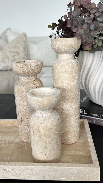 Travertine stone Candle Holder