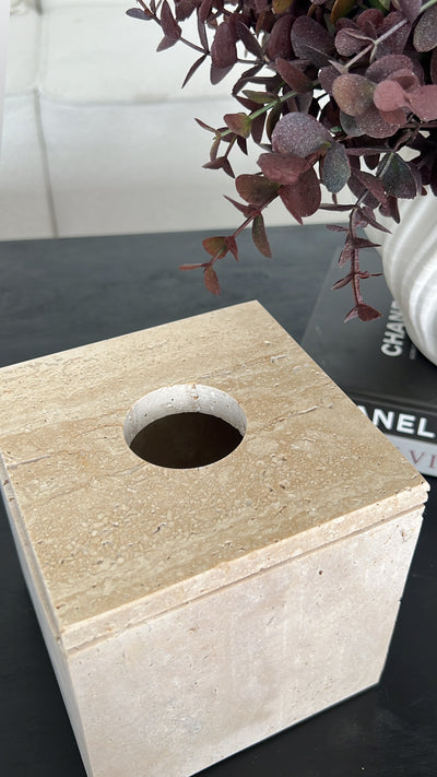 Travertine stone square tissue box