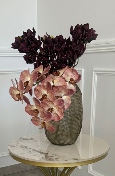 Burgundy brown real touch vein orchid - Luscious Homewares