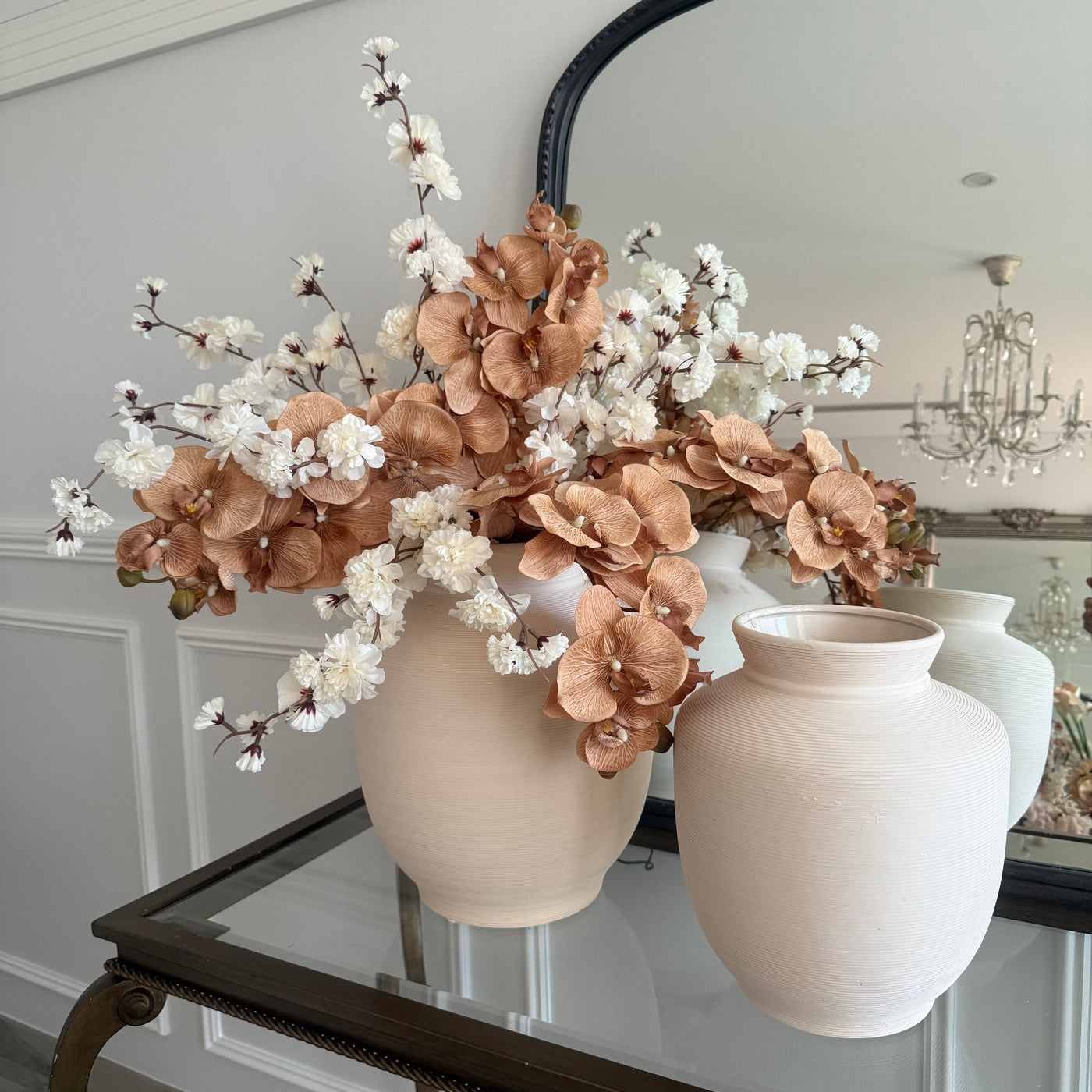 Ria Textured handmade beige vase - Luscious Homewares