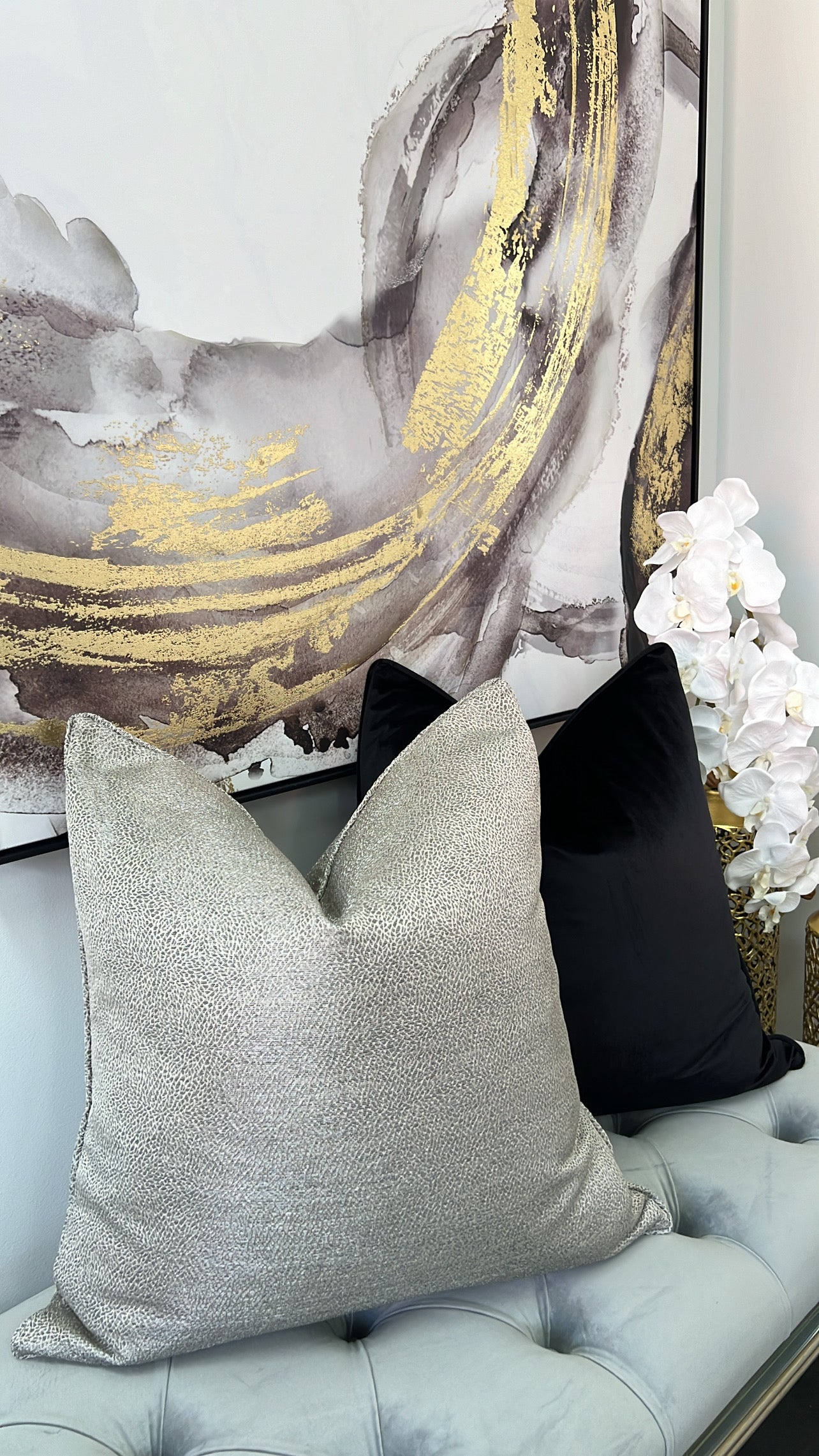 Gracious light pewter cushion - Luscious Homewares