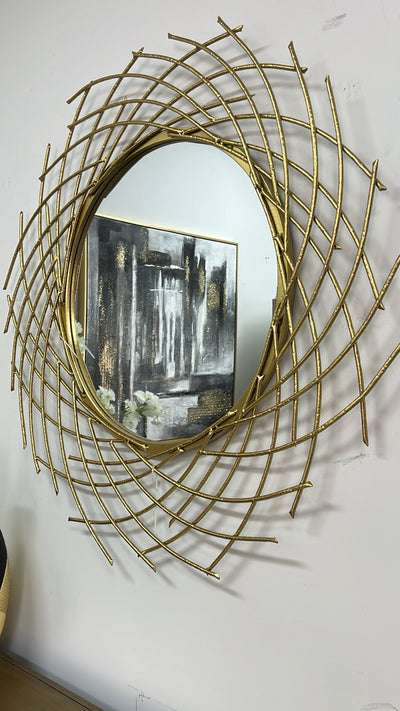 Circular spiral Gold wall mirror