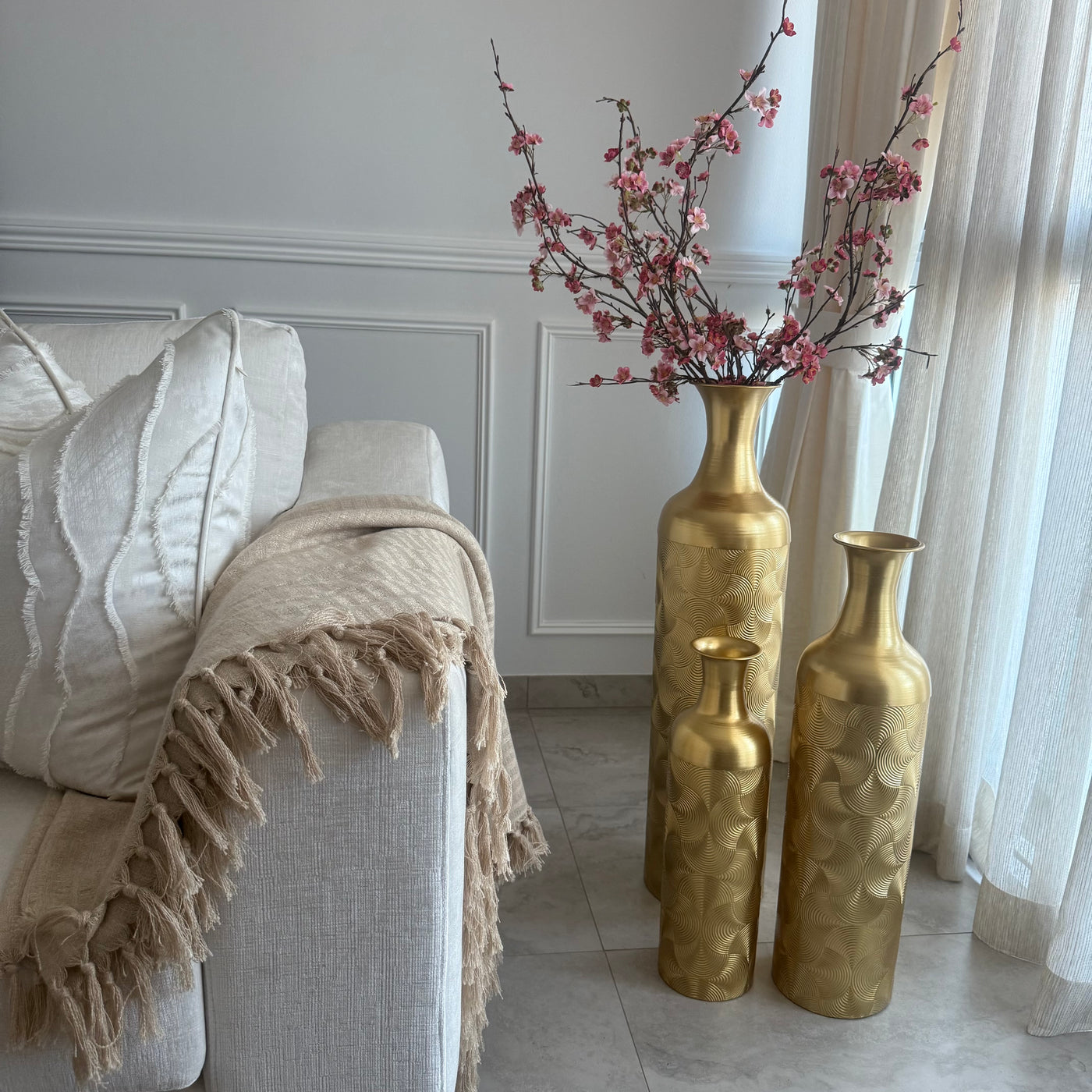 Gold large Floor vase - Luscious Homewares