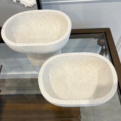 Vessel white Stone decorative bowl - Luscious Homewares
