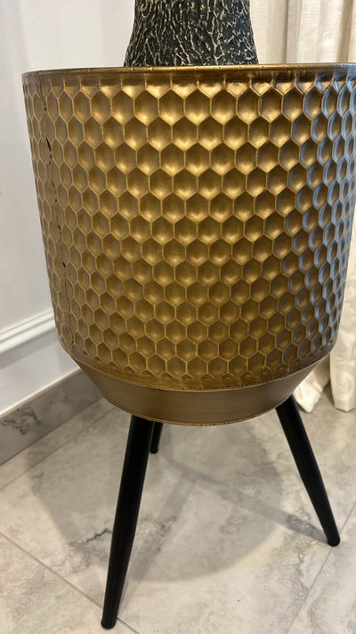 Large Dragon palm Artificial plant / gold metal pot - Luscious Homewares