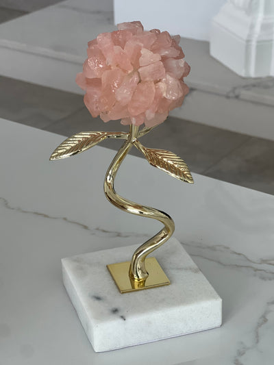 Rose Quartz flower marble stand - Luscious Homewares