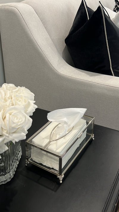 Valentina silver tissue box