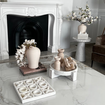 Nancy White stone round side table - Luscious Homewares