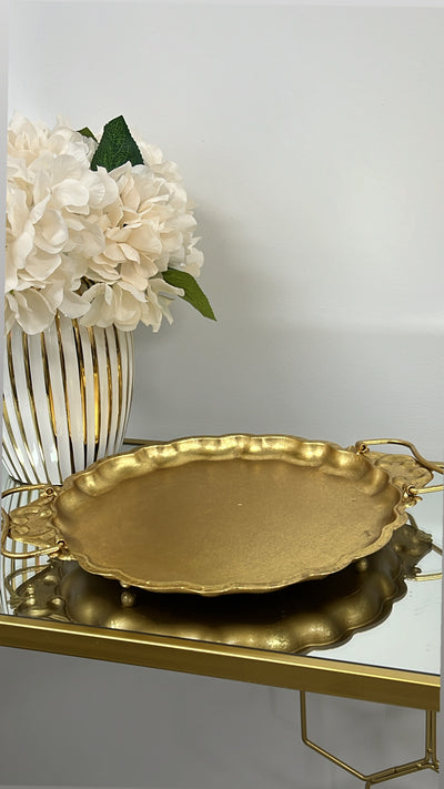 Janin gold foil round handle tray - Luscious Homewares