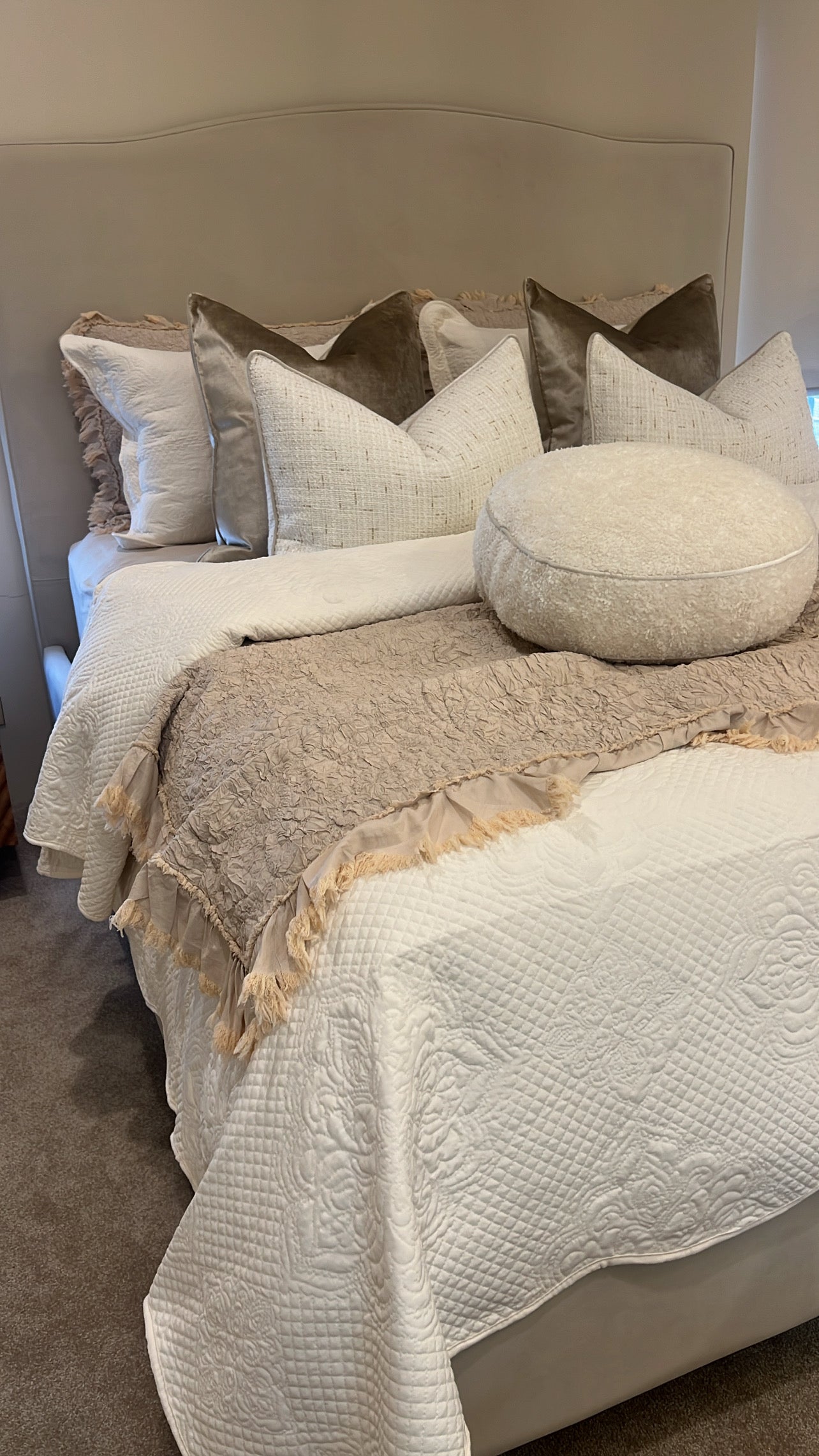 Angelica soft natural Coverlet 3 piece set queen size