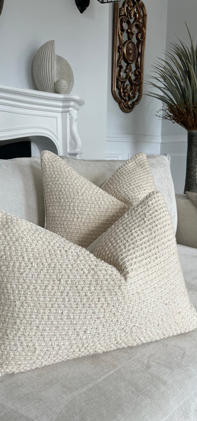Boucle neutral noughat cushion - Luscious Homewares