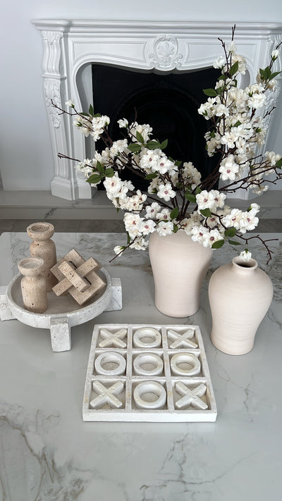 Naughts & crosses white stone decor - Luscious Homewares