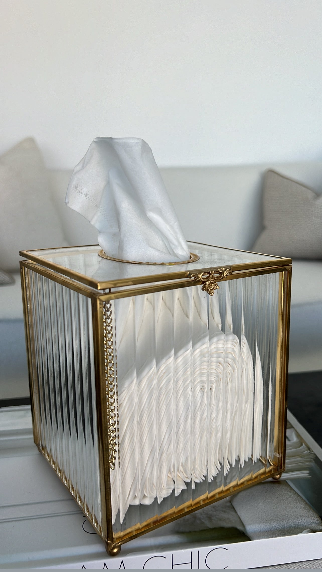 Porcha square gold tissue box