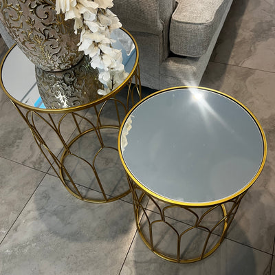 Gold arched mirrored table set of 2 - Luscious Homewares