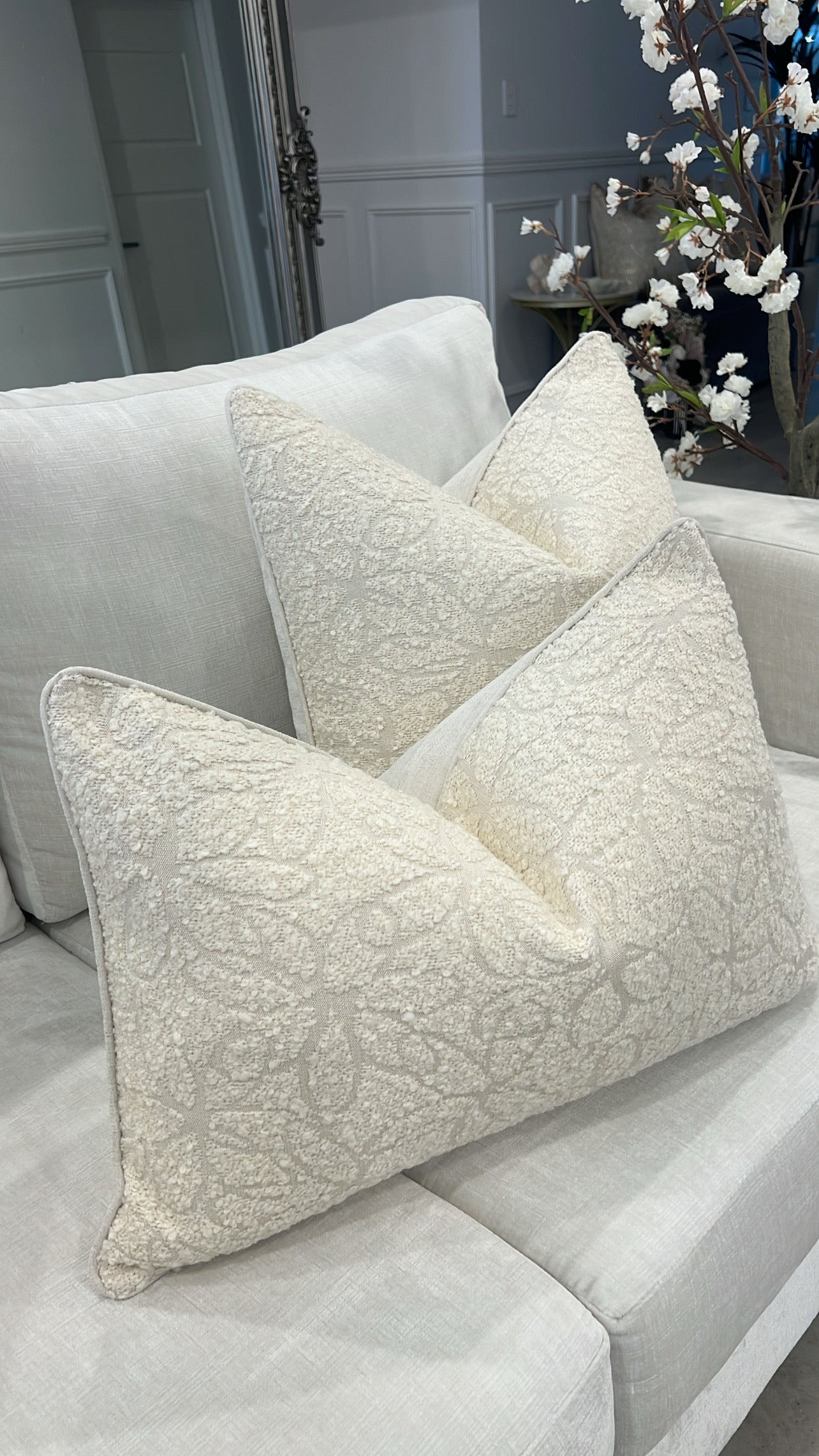 Sara Boucle ivory cushion - Luscious Homewares