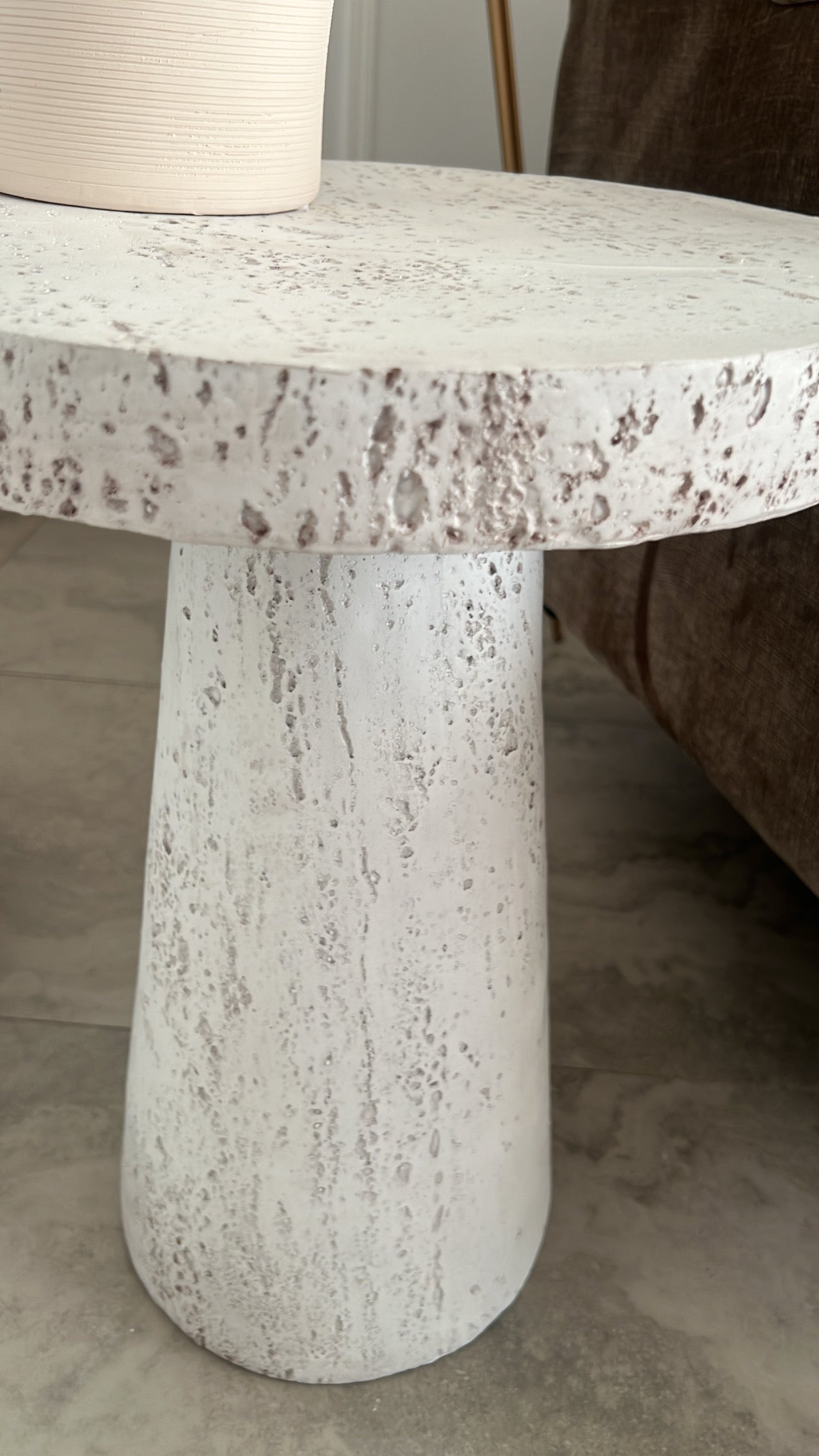 Nancy White stone round side table - Luscious Homewares