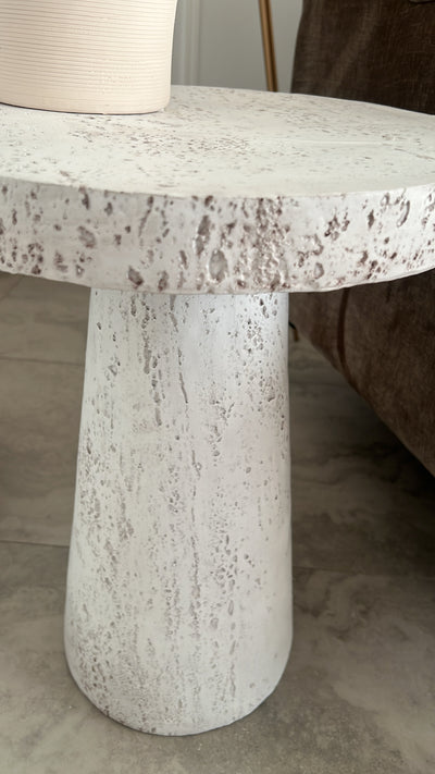 Nancy White stone round side table - Luscious Homewares