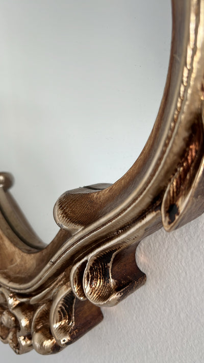 Vintage ornate handcarved oval mirror - Luscious Homewares