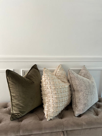 Forest green silk velvet cushion