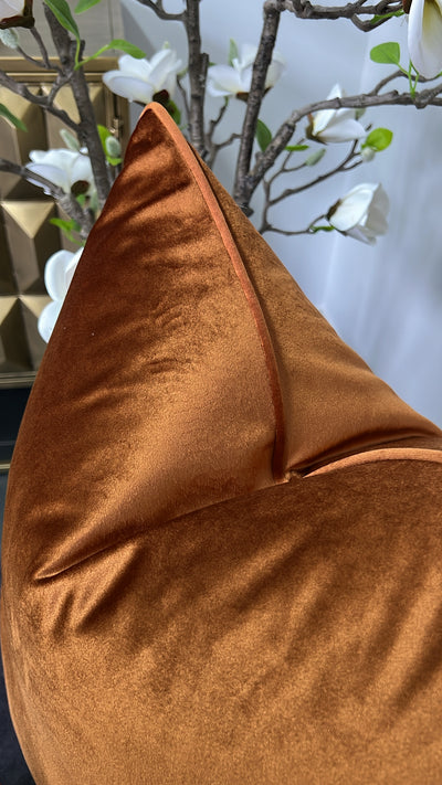 Luxe velvet orange cushion