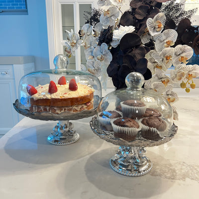 Yissra silver serving cake + dome - Luscious Homewares