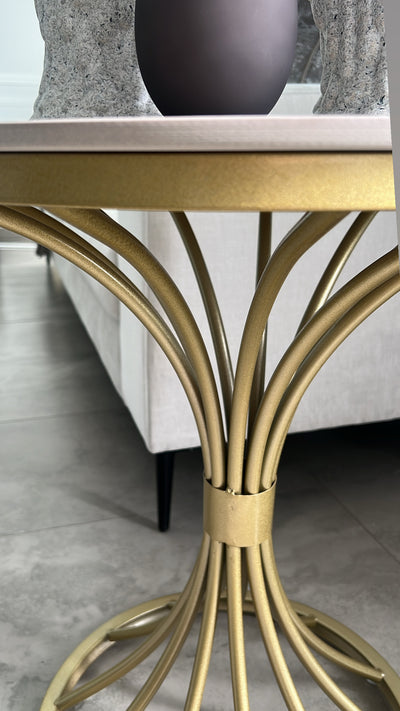 Marble white and gold round side table - Luscious Homewares