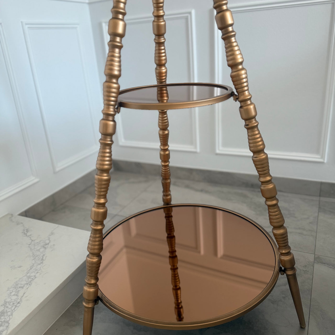 Large gold tripod floor gear clock 186cm - Luscious Homewares