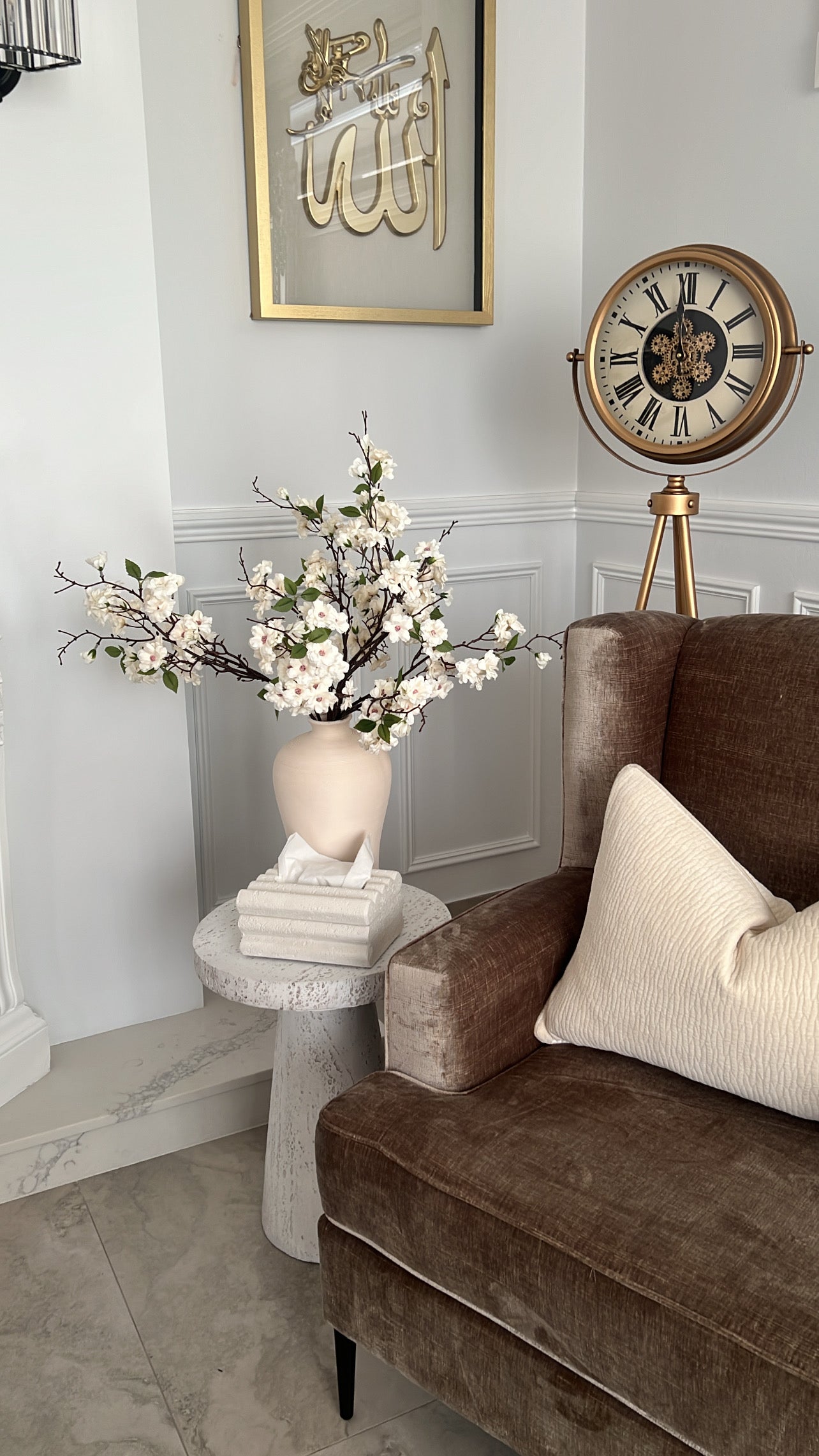 Nancy White stone round side table - Luscious Homewares