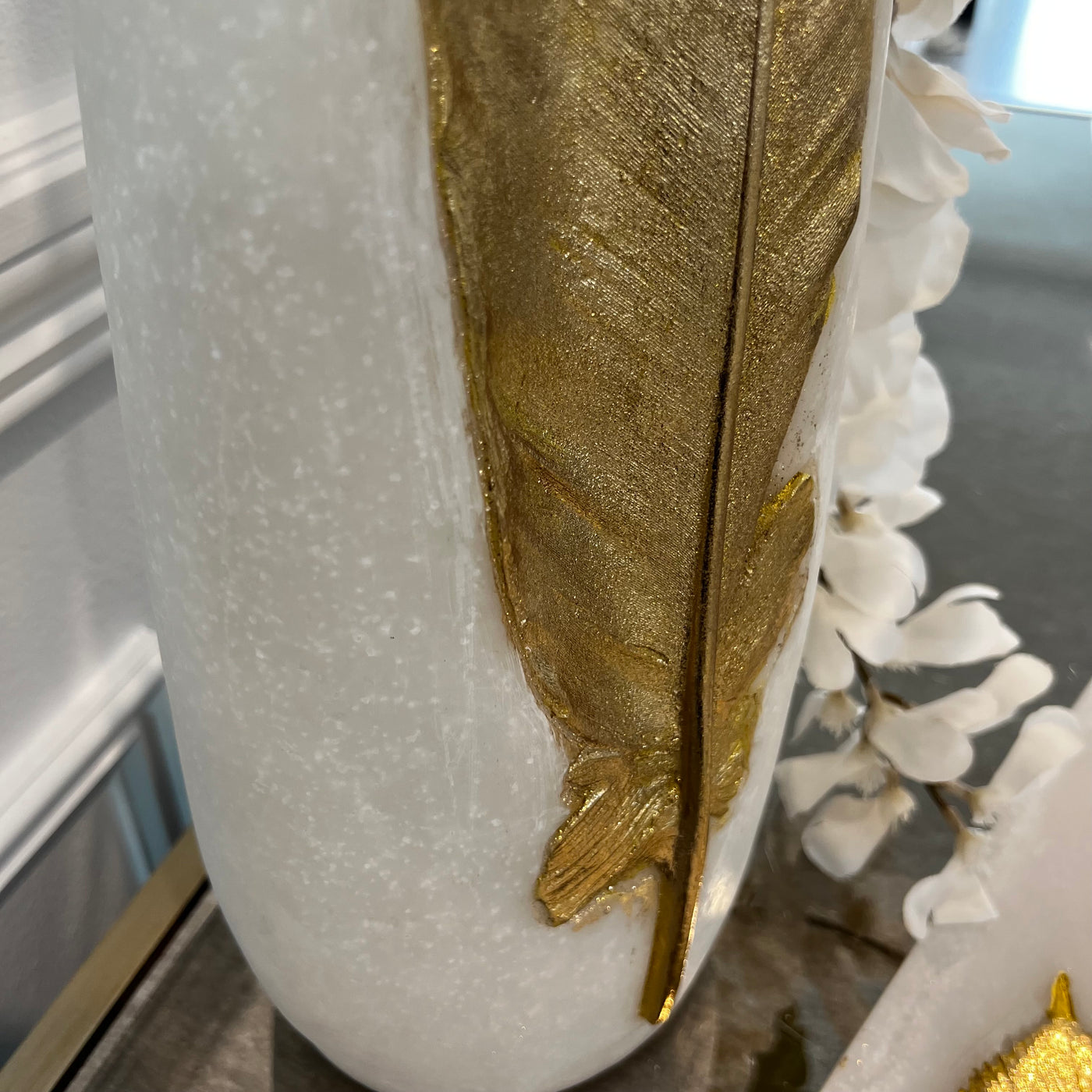 Jalina resin Quartz vase gold foil leaf - Luscious Homewares