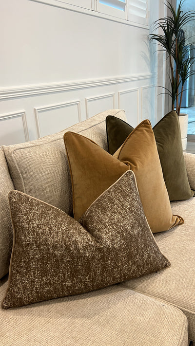 Forest green silk velvet cushion