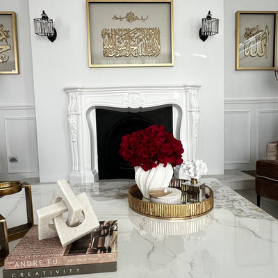 Ciara round Gold rimmed mirror tray - Luscious Homewares